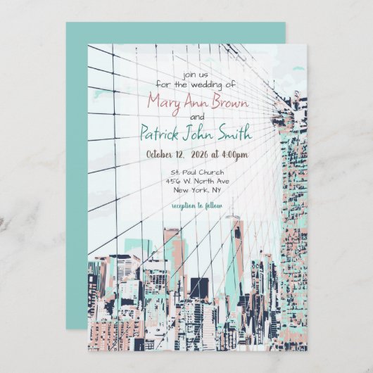 Faire-part de mariage Skyline New York (Devant / Derrière)