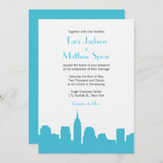 Faire-part de mariage Skyline NYC (Devant / Derrière)