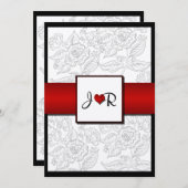 Faire-part de mariage snob de Bohème rouge blanc (Devant / Derrière)