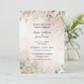 Faire-part de mariage Soft Blush Sage Leaf (Debout devant)
