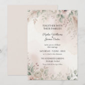 Faire-part de mariage Soft Blush Sage Leaf (Devant / Derrière)