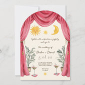 Faire-part de mariage soleil et lune peints à la m (Devant)
