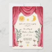 Faire-part de mariage soleil et lune peints à la m (Devant)