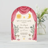 Faire-part de mariage soleil et lune peints à la m (Debout devant)