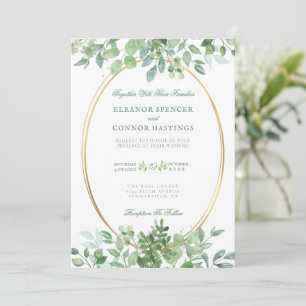 Faire-part de mariage sophistiqué à l'eucalyptus