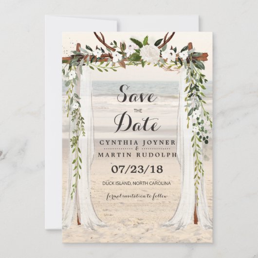 Faire-part de mariage sous l'arbor Beach Save the  (Devant)