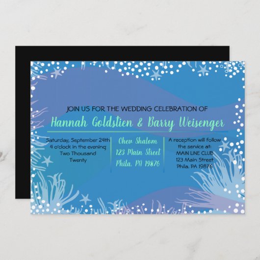 Faire-part de mariage SOUS-MARIN (Devant / Derrière)