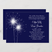 Faire-part de mariage Sparkler en bleu (Devant / Derrière)