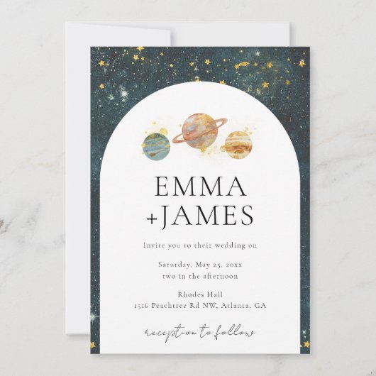 Faire-part de mariage spatiale | Mariage de nuit (Devant)
