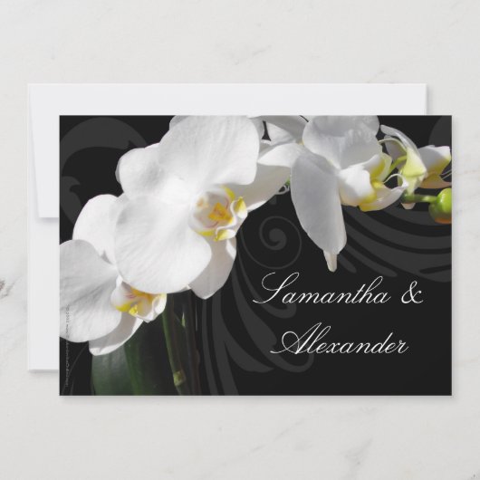 Faire-part de mariage spectaculaire d'orchidée noi (Dos)