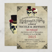 Faire-part de mariage squelette de crâne de mariag (Devant / Derrière)