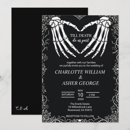 Faire-Part de Mariage Squelette Jusqu'à ce que la (Devant / Derrière)