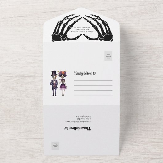Faire-part de mariage squelette tout en un (Dehors)