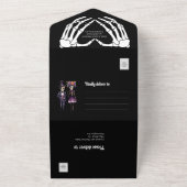 Faire-part de mariage squelette tout en un noir (Dehors)