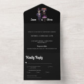 Faire-part de mariage squelette tout en un noir (À l'intérieur)