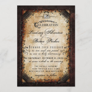 Faire-part de mariage squelettique Brown gothique