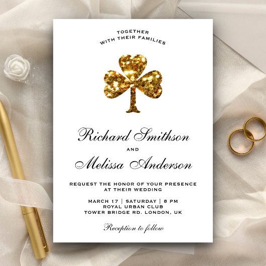Faire-part de mariage St. Patrick's Day Gold Clove