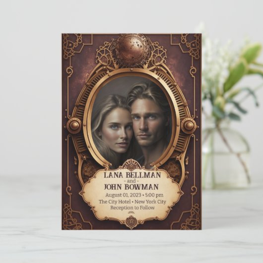 Faire-part de mariage Steampunk (Debout devant)