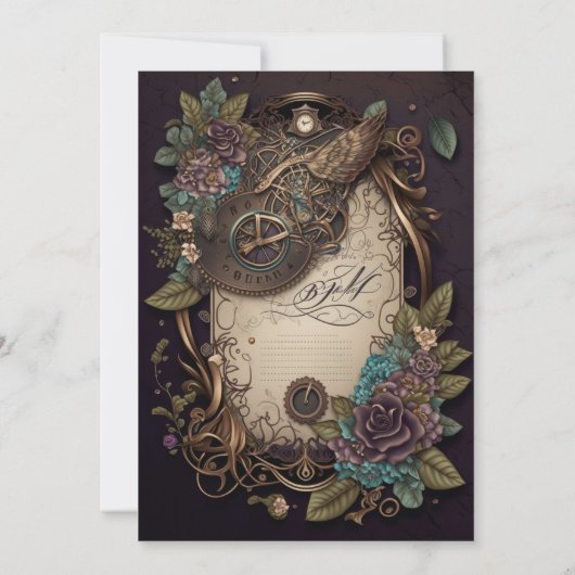 Faire-part de mariage Steampunk (Dos)