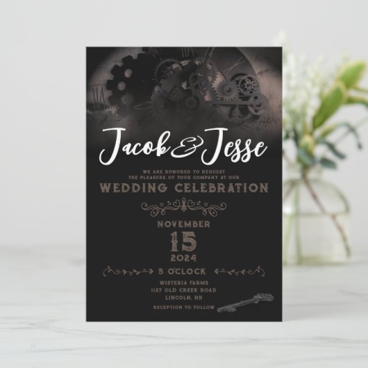 Faire-part de mariage Steampunk - Carte Plat (Debout devant)