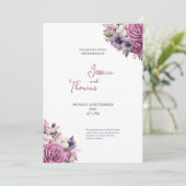 faire-part de mariage style rustique fleurs violet (Debout devant)