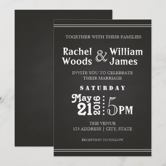 Faire-part de mariage subtil du tableau | (Devant / Derrière)