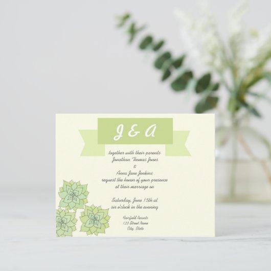 Faire-part de mariage succulent (Debout devant)