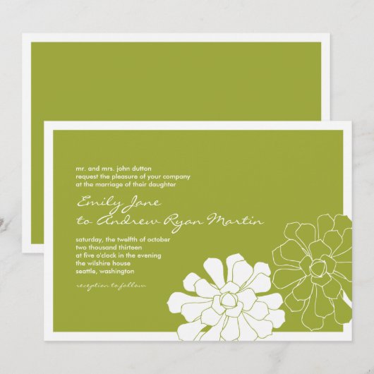 Faire-part de mariage succulent (Devant / Derrière)