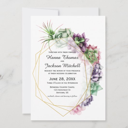 Faire-part de mariage Succulent du désert (Devant)