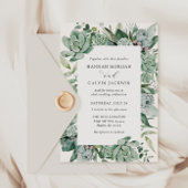 Faire-part de mariage succulent et eucalyptus