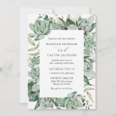 Faire-part de mariage succulent et eucalyptus (Devant)