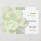 Faire-part de mariage succulent vert translucide (Devant / Derrière)
