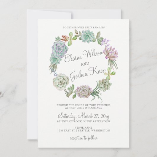 Faire-part de mariage Succulente de germe du déser (Devant)