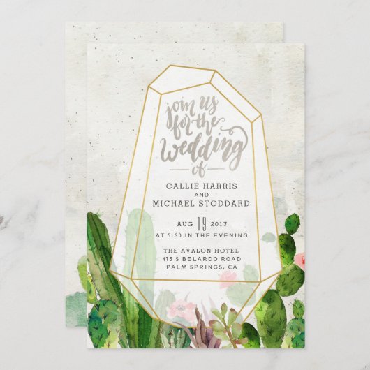 Faire-part de mariage Succulente du désert - Pierr (Devant / Derrière)