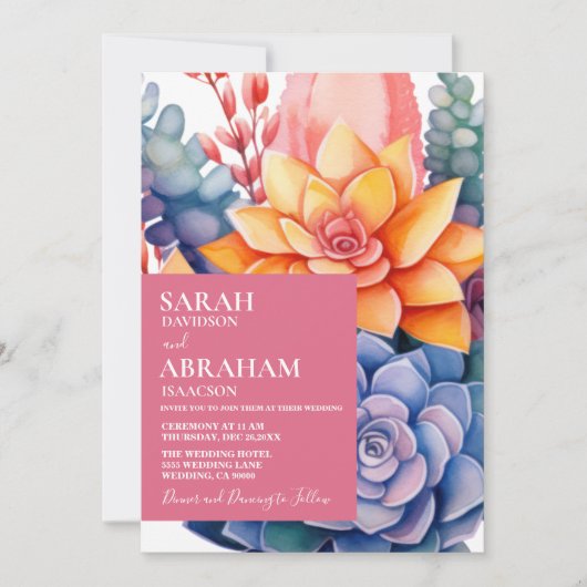 Faire-part de mariage succulents (Devant)