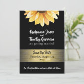 Faire-part de mariage Sunflower & Black Save the D (Debout devant)