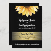 Faire-part de mariage Sunflower & Black Save the D (Devant / Derrière)