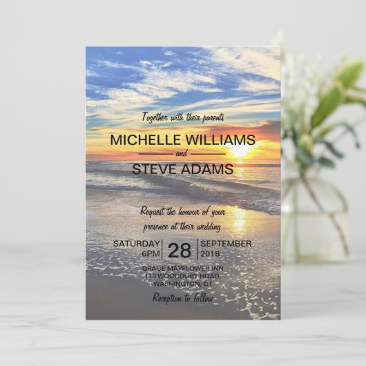 Faire-part de mariage Sunset Beach (Debout devant)