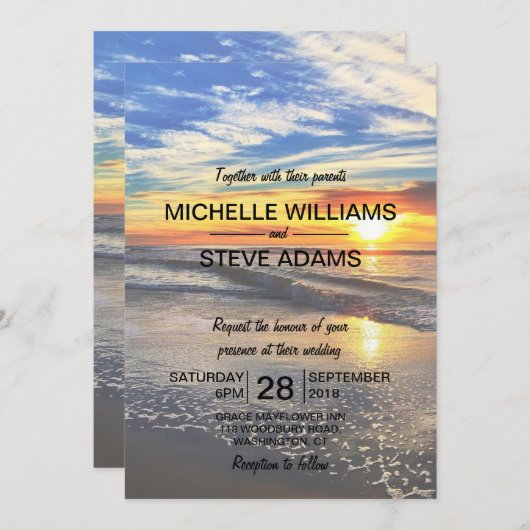 Faire-part de mariage Sunset Beach (Devant / Derrière)