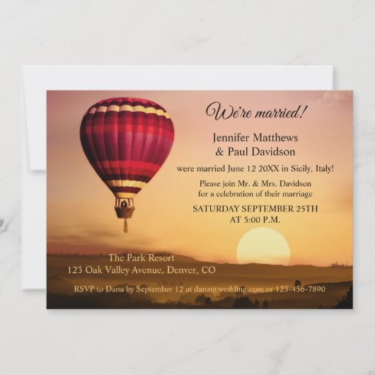 Faire-part de mariage Sunset Post à ballon à air c (Devant)