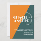 Faire-part de mariage super orange vert à deux ton (Devant)