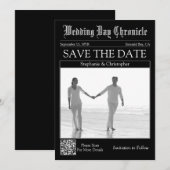 Faire-part de mariage sur journal 1 Photo QR code (Devant / Derrière)