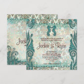 Faire-part de mariage sur la plage 232 Hippocampe  (Devant / Derrière)