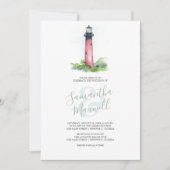 Faire-part de mariage sur la plage aquarelle phare (Devant)