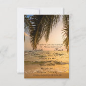 Faire-part de mariage sur la plage, coucher de sol (Devant)