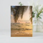 Faire-part de mariage sur la plage, coucher de sol (Debout devant)
