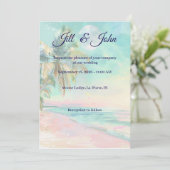 Faire-part de mariage sur la plage Coucher de sole (Debout devant)