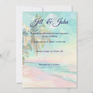Faire-part de mariage sur la plage Coucher de sole