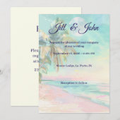 Faire-part de mariage sur la plage Coucher de sole (Devant / Derrière)
