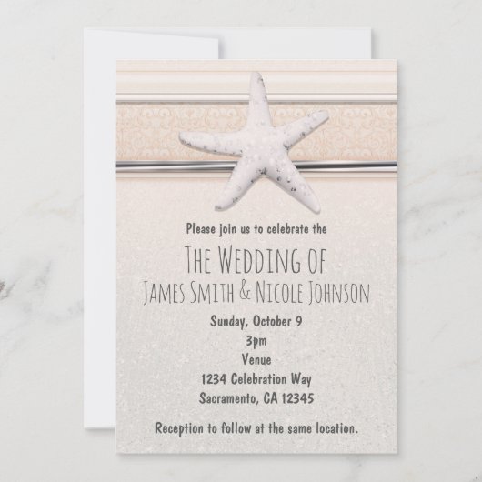 Faire-part de mariage sur la plage couleur blanc c (Devant)
